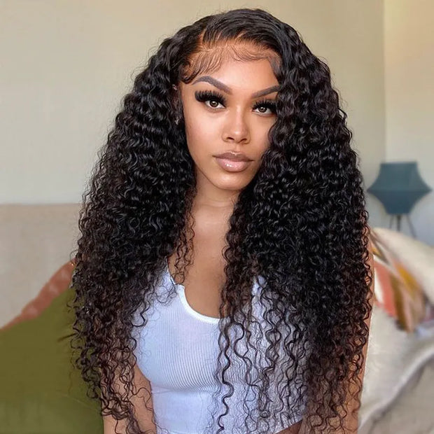 Pre Plucked Deep Wave 360 Lace Frontal Wig with Baby Hair Brazilian Hair