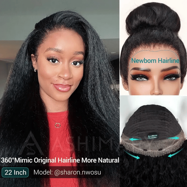 Newborn Hairline Kinky Straight Lazy 360 Wig – ashimaryhair