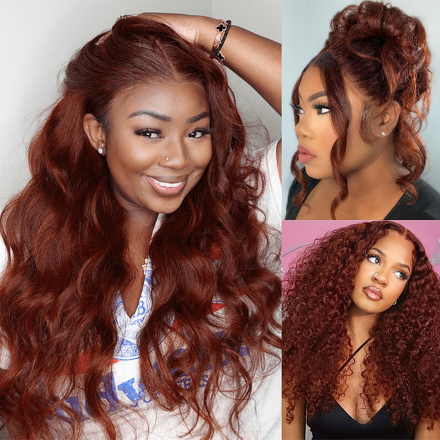 Flash Sale Reddish Brown Colored Human Hair 6x4.5 Pre-Cut Lace & 4x4/13x4Lace Frontal Wigs