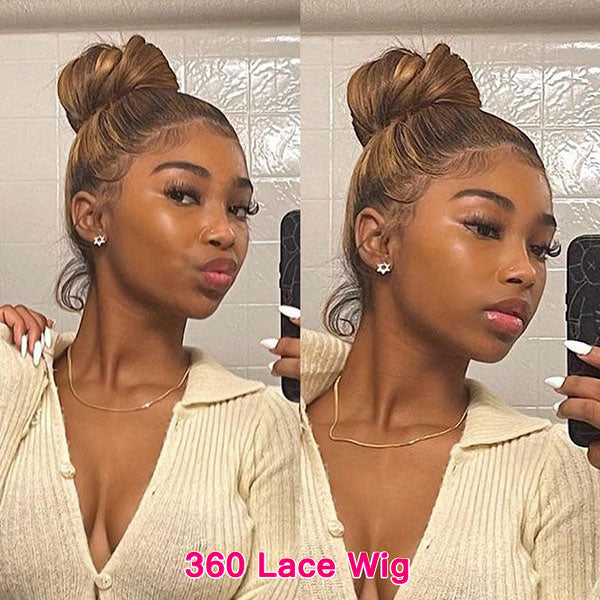 Flash Sale Pre Plucked P4/27 Highlight 360 HD Transparent Lace Frontal Wigs