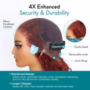 Reddish Brown Kinky Curly Invisi Strap Snug Fit 360 Melting Lace Frontal Bleached Knots Glueless Lace Wig