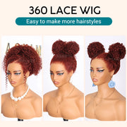 Reddish Brown Kinky Curly Invisi Strap Snug Fit 360 Melting Lace Frontal Bleached Knots Glueless Lace Wig
