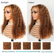 Water Wave Highlight Ombre Color Invisi-Strapa??Snug Fit 360 Skin Lace Frontal Wig Glueless Human Hair