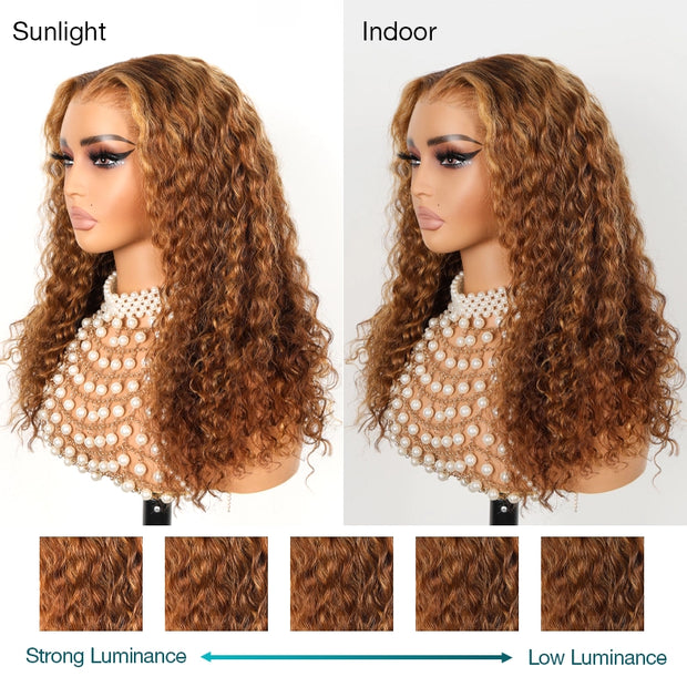 Water Wave Highlight Ombre Color Invisi-Strapa??Snug Fit 360 Skin Lace Frontal Wig Glueless Human Hair