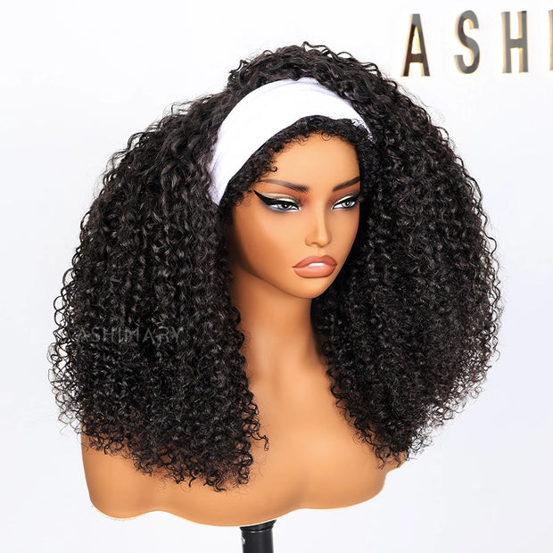 4C Edge Hairline 3.0 Half Wig with Drawstring Kinky Curly Ready To Go Wig 3 in 1 Half Wig Human Hair Affordable Wig