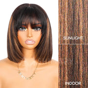 3x1 minimalist lace Highlight Layered Cut Yaki Bob Pull Go Wig