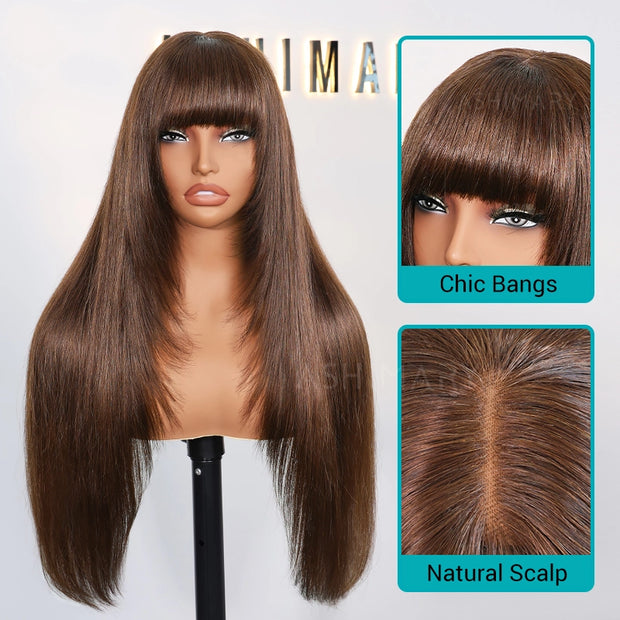 Pull Go 3x1 Lace Straight Wig True Scalp Bang Wig Glueless Pre-Styled ...