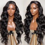 Ashimary 13x6 HD Swiss Lace Front body wave black human hair Pre Plucked Wigs For Women