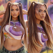 TikTok Sale Highlight Mix Color 4x4/13x4 Glueless Lace Wig Ready To Go Wig