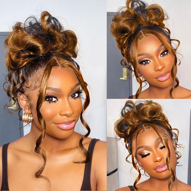 Flash Sale Pre Plucked P4/27 Highlight 360 HD Transparent Lace Frontal Wigs