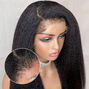 4c curly baby hair natural hairline kinky dtraight lace frontal human hair wig Ashimary.com