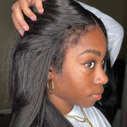 4x4 & 4x6 Lace Closure Kinky Straight with Realistic Hairline Human Hair Wig with Natural 4C Curly Baby Hair Ashimary.com