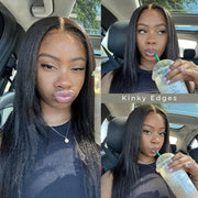 4x4 & 4x6 Lace Closure Kinky Straight with Realistic Hairline Human Hair Wig with Natural 4C Curly Baby Hair Ashimary.com