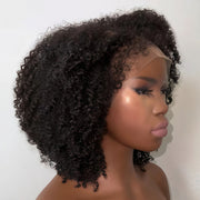 Flash Sale 4C Kinky Edges Curly Hair Transparent HD Lace Front Wigs With Realistic Hairline