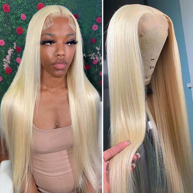 Flash Sale Real HD 13x6 Transparent 613 Blonde Lace Frontal Straight Human Hair Wigs 180% density