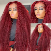 thick 360 lace burgundy deep wave wig