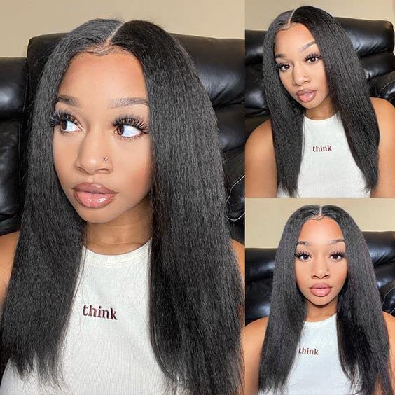 Flash Sale 18inch Lace Frontal Wig Mixed Texture 100% Human Hair Glueless Wig