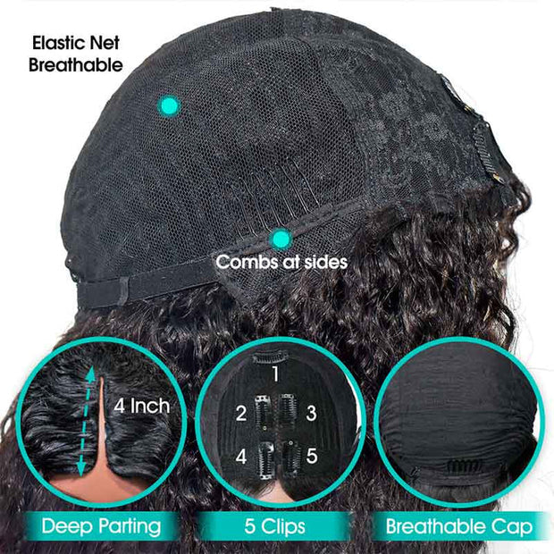 Flash-Sale-Glueless-V-Part-Wig-No-Sew-In-Mininal-Leave-Out-Natural-Human-Hair