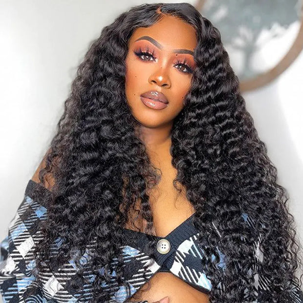 Clearance Sale Deep Wave 5*5 Glueless Lace Closure Wig