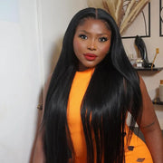 Flash Sale 4x4 Transparent Lace Closure Wig Straight Natural Black 150% Density