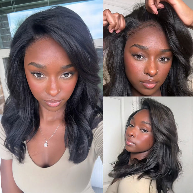 Flash Sale Yaki Straight Put On and Go Glueless Wig 6x4.5/13x4 Bye Bye Knots Pre-Cut Lace Light Kinky Straight