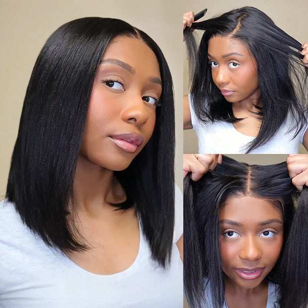 Flash Sale Yaki Straight Put On and Go Glueless Wig 6x4.5/13x4 Bye Bye Knots Pre-Cut Lace Light Kinky Straight