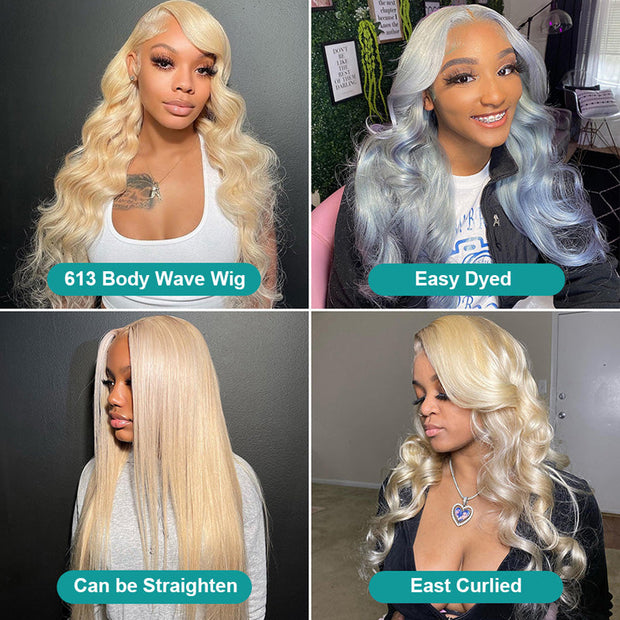 Long Wig | 613 Blonde Body Wave 13x4 Transparent Lace Frontal Human Hair Wig 28-32 Inch