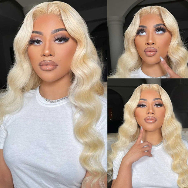 Long Wig | 613 Blonde Body Wave 13x4 Transparent Lace Frontal Human Hair Wig 28-32 Inch