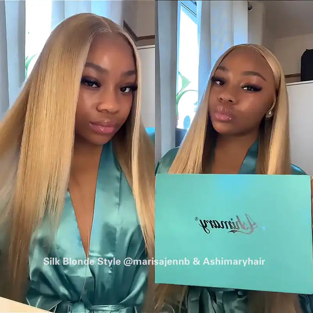 For TikTok | Blonde Balayage on Brown Hair Transparent Lace Frontal Wig Ashimary Hair