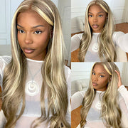 Perfect Flawless Blonde Balayage Straight Highlight HD Lace Frontal Wigs for Summer