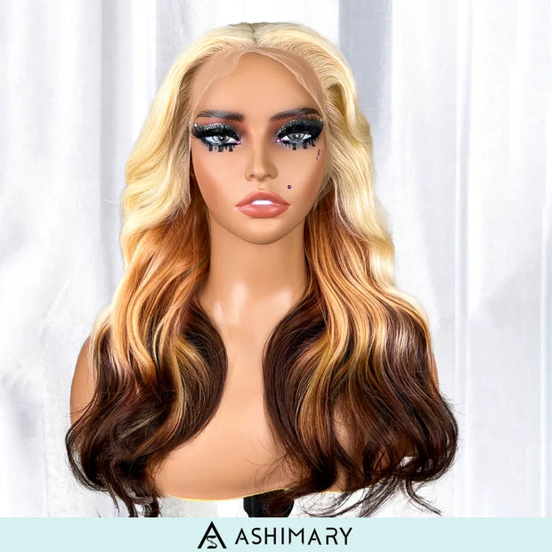 Pre-Sale 613 Blonde Brown Ombre Body Wave Transparent HD Lace Front Wigs
