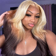 613 Blonde Brown Ombre Body Wave Lace Front Wigs 