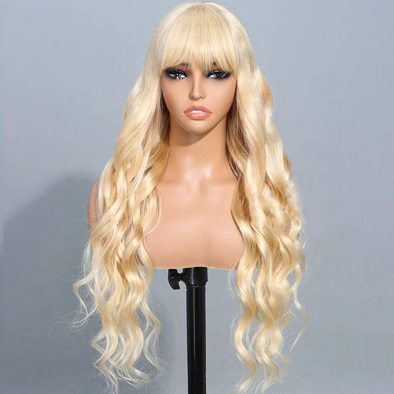 613 Blonde Straight Colored Wigs With Bangs 13x6  display picture 3