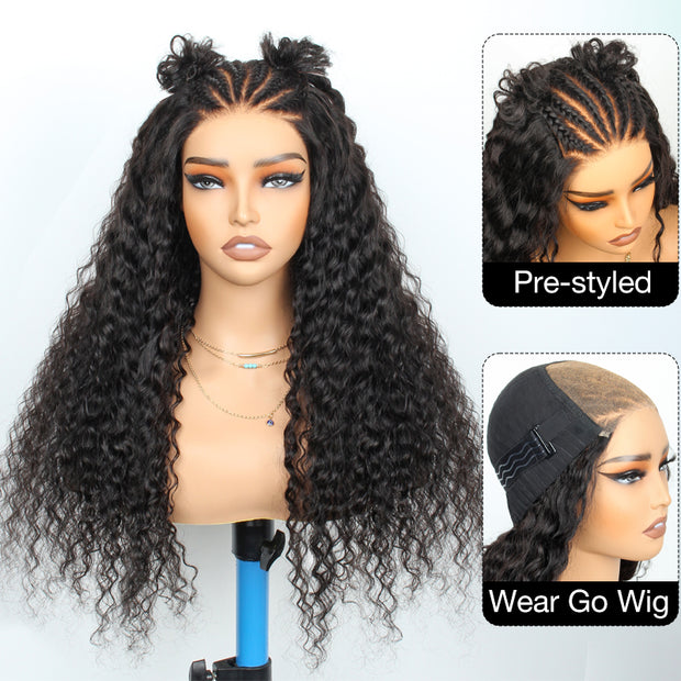Micro French Braids Human Hair 5x5 Lace Natural Color Daily Wear Wig