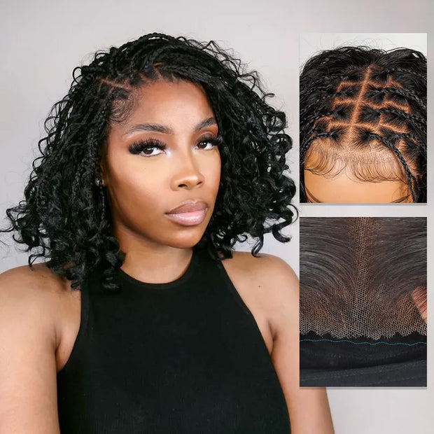 Boho Braids Water Wave Glueless 6x4.5 Closure Lace with Braided Top