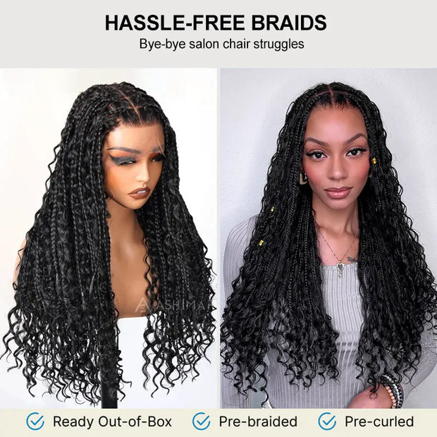 Boho Braids Water Wave Glueless 6x4.5 Closure Lace with Braided Top