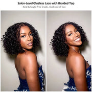 Boho Braids Water Wave Glueless 6x4.5 Closure Lace with Braided Top