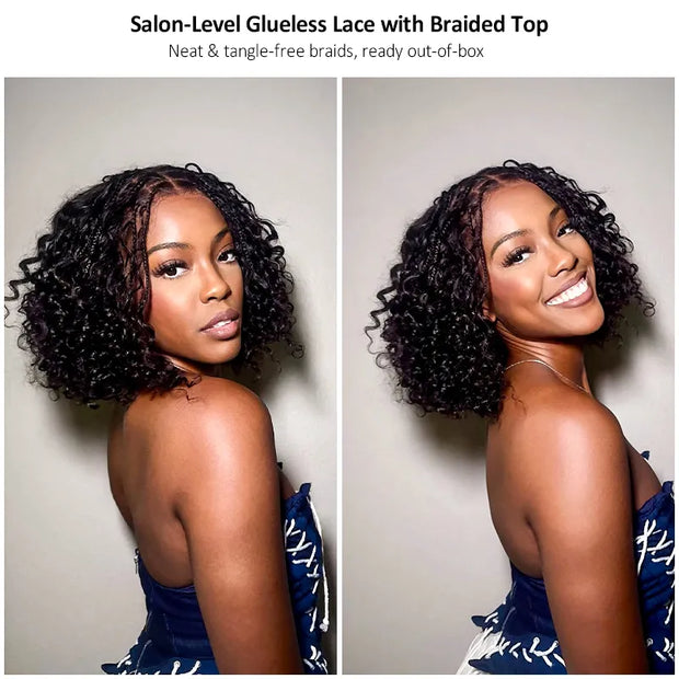 Boho Braids Water Wave Glueless 6x4.5 Closure Lace with Braided Top