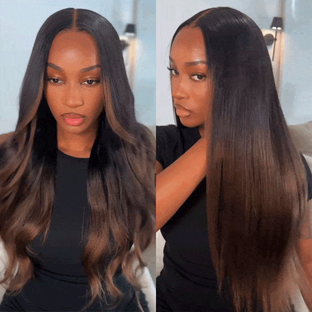 Flash Sale Highlight Bob Yaki Straight Human Hair 180% Density Pre Bleached Tiny Knots Glueless Wig