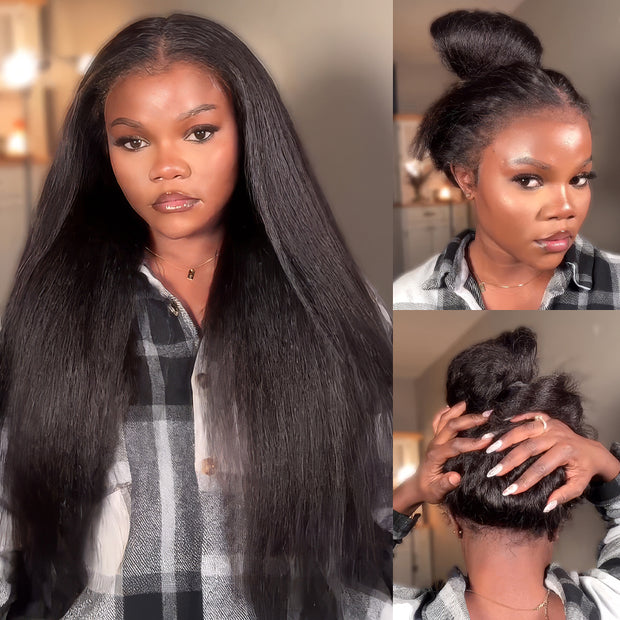 Flash Sale Upgrade Kinky Edges Hairline Invisi-Strap Cozy Snug Fit 360 Skin Lace Pre Everything Wigs