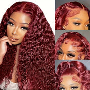 BOGO Deep Wave 99J Burgundy Virgin Hair Lace Frontal Wig