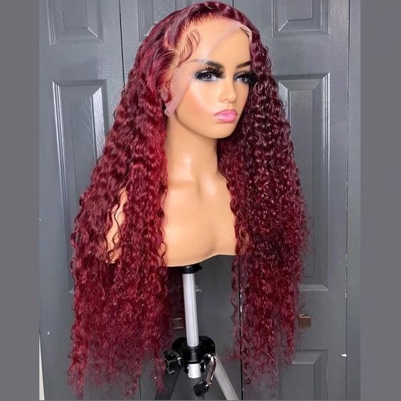 Deep Wave 99J Burgundy Virgin Hair Lace Frontal Wig