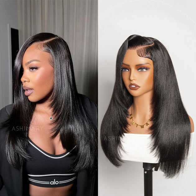 Light Yaki Straight Wig | 7x5 Closure Lace | Pre-Cut & Glueless Human ...