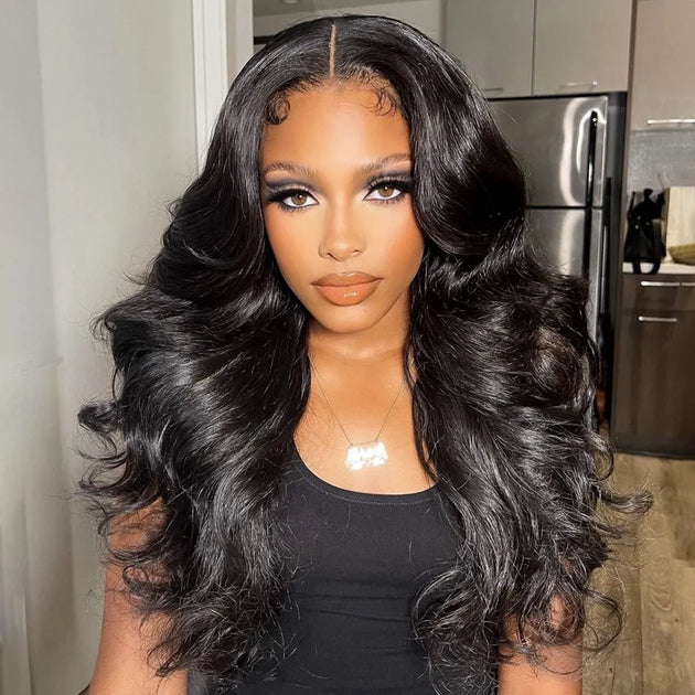 Partial Body Wave Layered Cut Body Wave Wig 7x5 T Part Lace Glueless Pre Bleached Pre Cut ...
