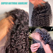 Ventilated Natural 4C Edges Water Wave 13X4/13x6 Transparent HD Lace Front Wig With Realistic Hairline