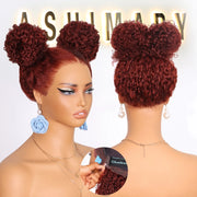 Reddish Brown Kinky Curly Invisi Strap Snug Fit 360 Melting Lace Frontal Bleached Knots Glueless Lace Wig