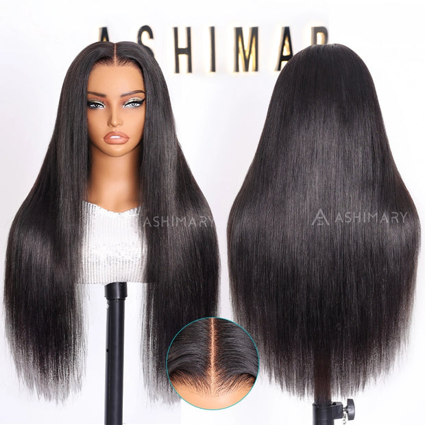 Ashimary Pull Go 13x6 Full Glueless Wig Transparent Lace Front Wig Straight Brazilian Human Hair