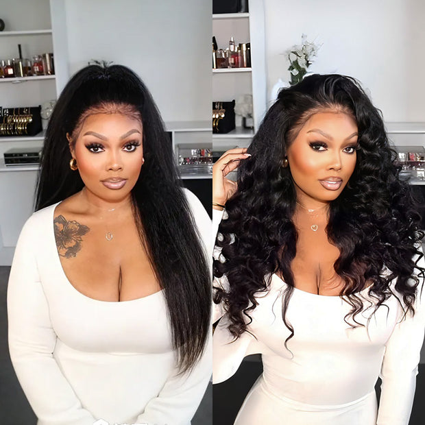 Flash Sale 4C Edges Hairline Kinky Straight 6x4.5 Pre-Cut Lace & 4x4/13x4/13x6 HD Transparent Lace Front Wig With Baby Hair