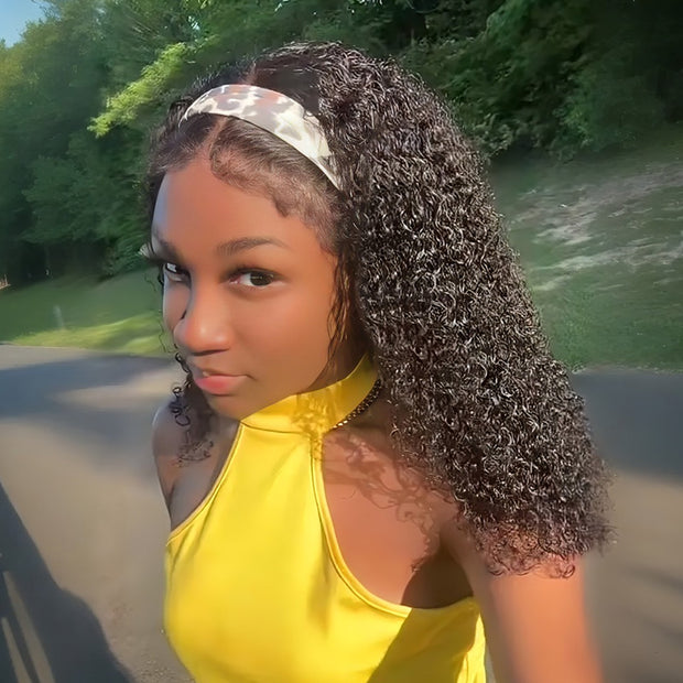Flash Sale 4C Kinky Edges Curly Hair Transparent HD Lace Front Wigs With Realistic Hairline