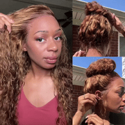 Flash Sale Invisi-Strap Snug Fit 360 HD Transparent Lace Water Wave Wig P4/27 Highlight Ombre Color Pre Plucked Hair